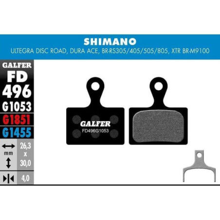 1053- 496 Pastillas STANDARD Shimano Ultegra Disc Road. Dura Ace. BR-RS305. RS405. RS505. RS805. XTR BR-M9100