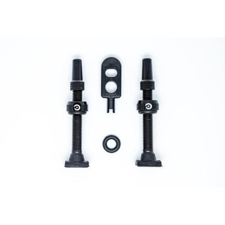 SET 2 VALVULA ALUMINIO 44mm BASE REDONDA NEGRO